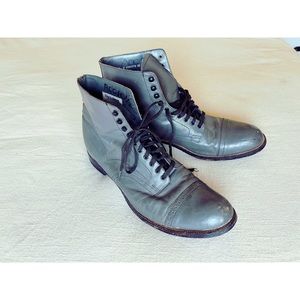 Stacy Adams Madison Cap-toe Gray Leather Lace-up boots